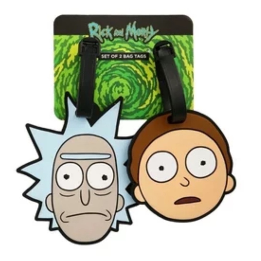Rick and Morty Luggage Tag, Head Profiles Luggage Tags Set of Two Adult Swim